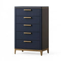 Cassettiera 80 x 45 x 140 cm in legno blu navy con 5 cassetti stile contemporaneo