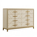 Cassettiera 160 x 45 x 90 cm in legno beige e oro con 6 cassetti stile moderno