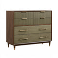 Cassettiera 100 x 45 x 125 cm in legno marrone e verde oliva - 6 cassetti stile moderno