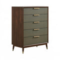 Cassettiera 80 x 40 x 150 cm in legno marrone e verde con 5 cassetti stile moderno