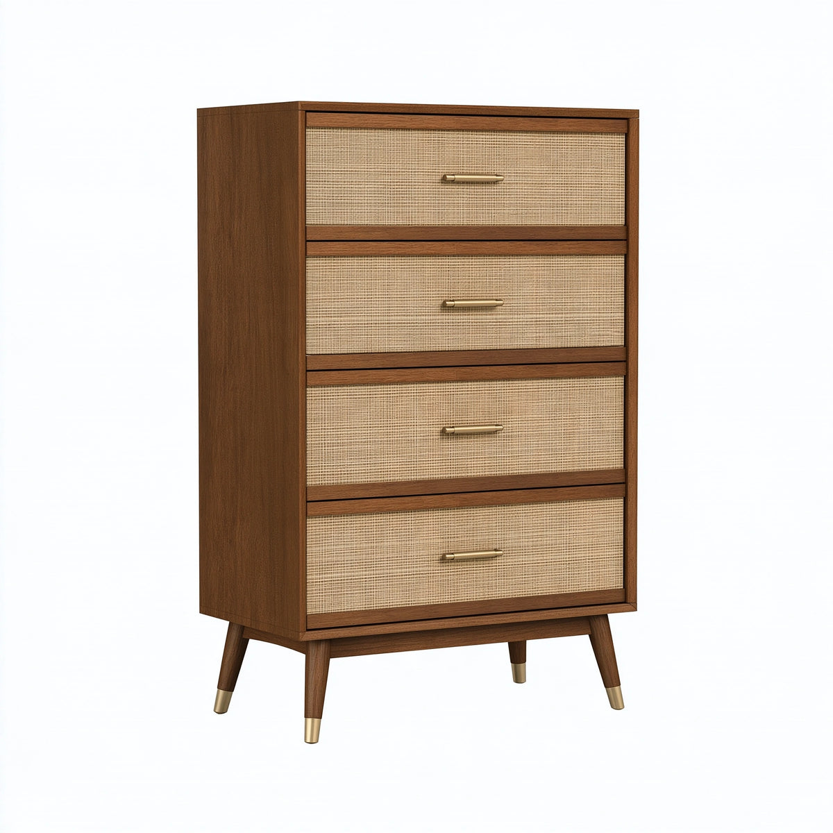 Cassettiera 80 x 40 x 150 cm in legno marrone con 4 cassetti stile retrò