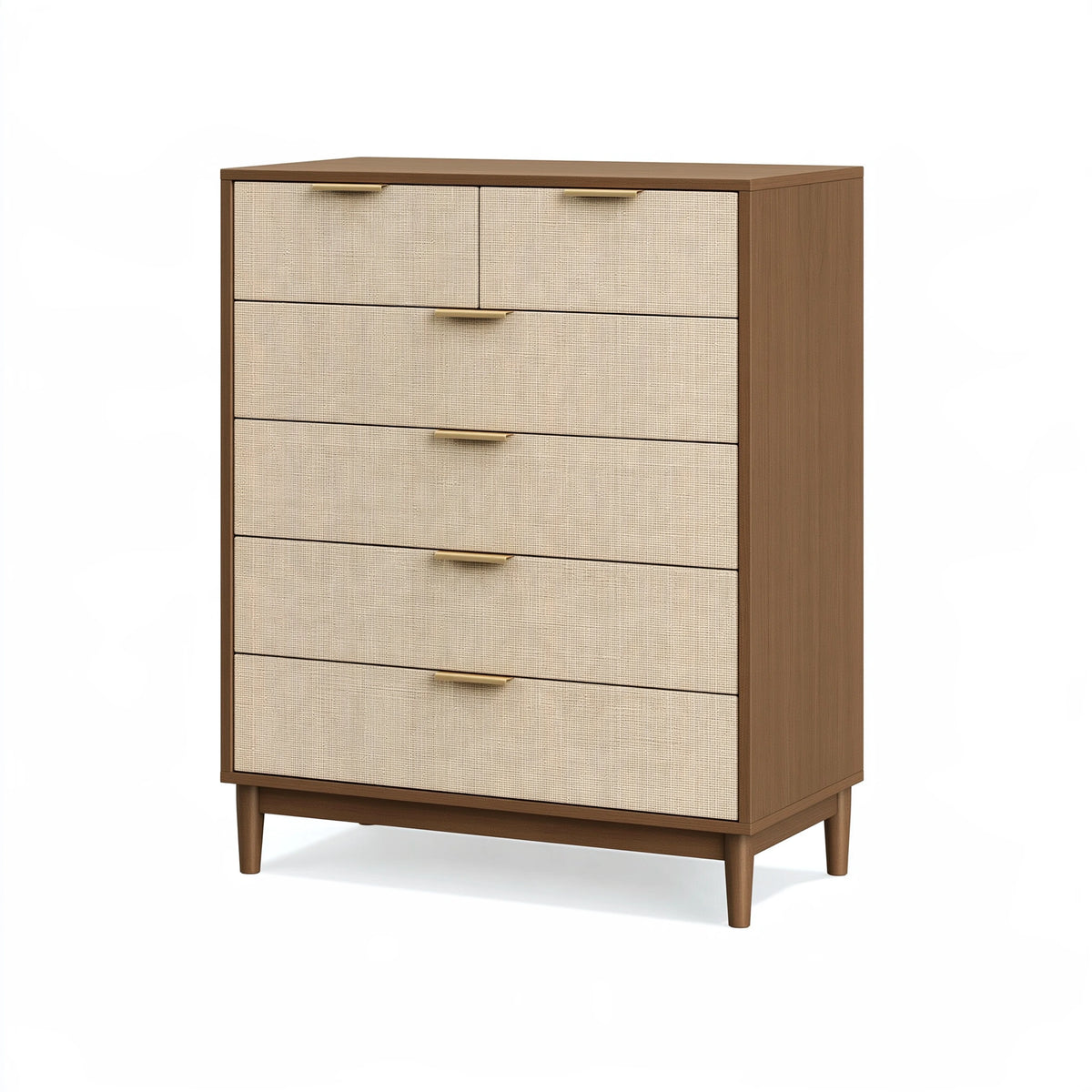 Cassettiera 90 x 45 x 120 cm in legno marrone e beige - 6 cassetti stile moderno