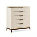 Cassettiera 90 x 45 x 120 cm effetto legno avorio con 5 cassetti stile moderno