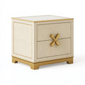 Comodino 60 x 45 x 65 cm beige e oro con due cassetti in stile classico