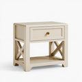 Comodino 50 x 40 x 65 cm in legno avorio con cassetto stile classico