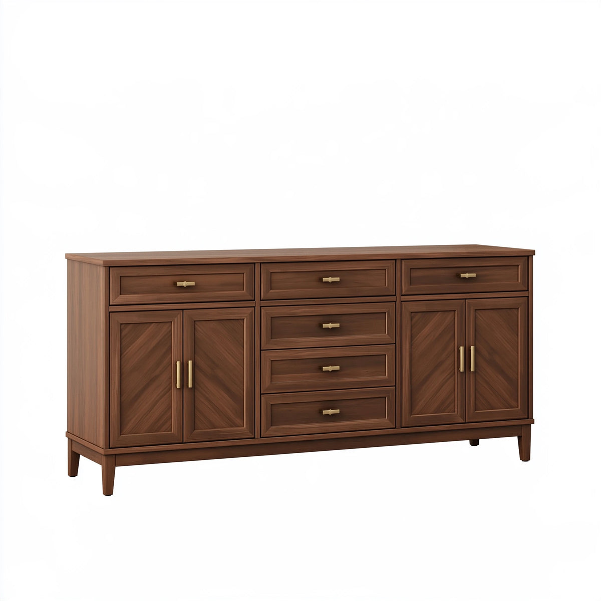Credenza 180 x 45 x 100 cm in legno marrone con 6 cassetti e 4 ante stile classico