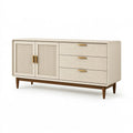 Credenza 160 x 45 x 85 cm in legno avorio con cassetti e ante scanalate stile moderno