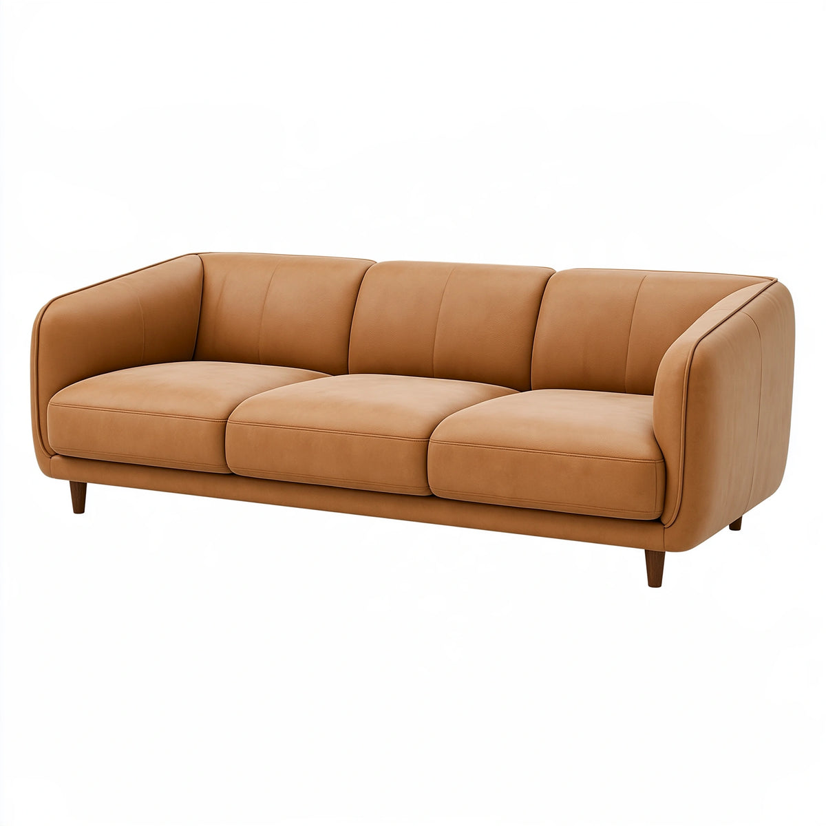 Divano 3 posti 220 x 95 x 85 cm in pelle marrone stile moderno