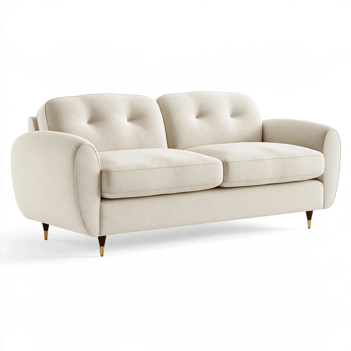 Divano 2 posti 170 cm in tessuto beige - stile moderno con braccioli arrotondati