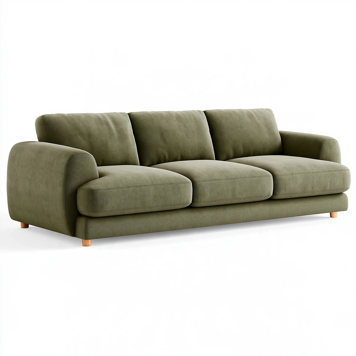 Divano 3 posti 220 cm in tessuto verde oliva - stile moderno