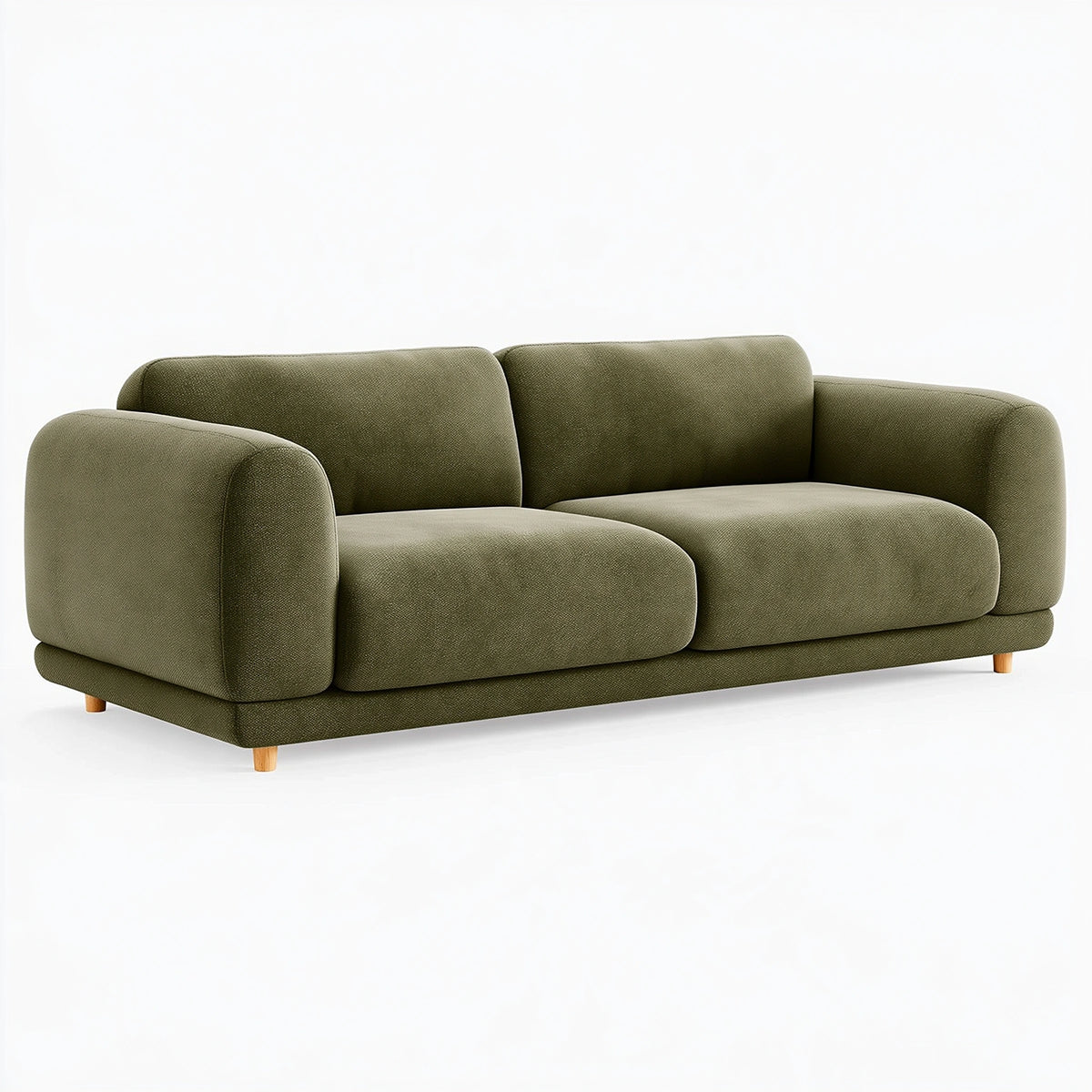 Divano 2 posti 200 x 95 x 85 cm in tessuto verde oliva - imbottito stile moderno