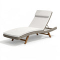 Lettino prendisole 200 x 70 cm in intreccio effetto rattan grigio con rivestimento bianco reclinabile da esterno