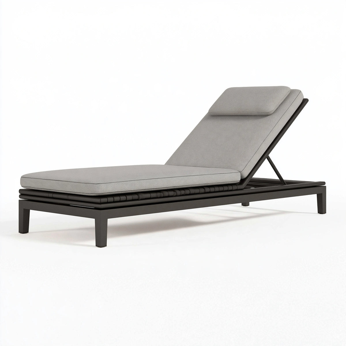 Lettino prendisole 200 x 70 cm in metallo grigio e nero - schienale regolabile per esterno