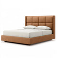 Letto matrimoniale 160 x 200 cm in similpelle marrone - struttura imbottita moderna