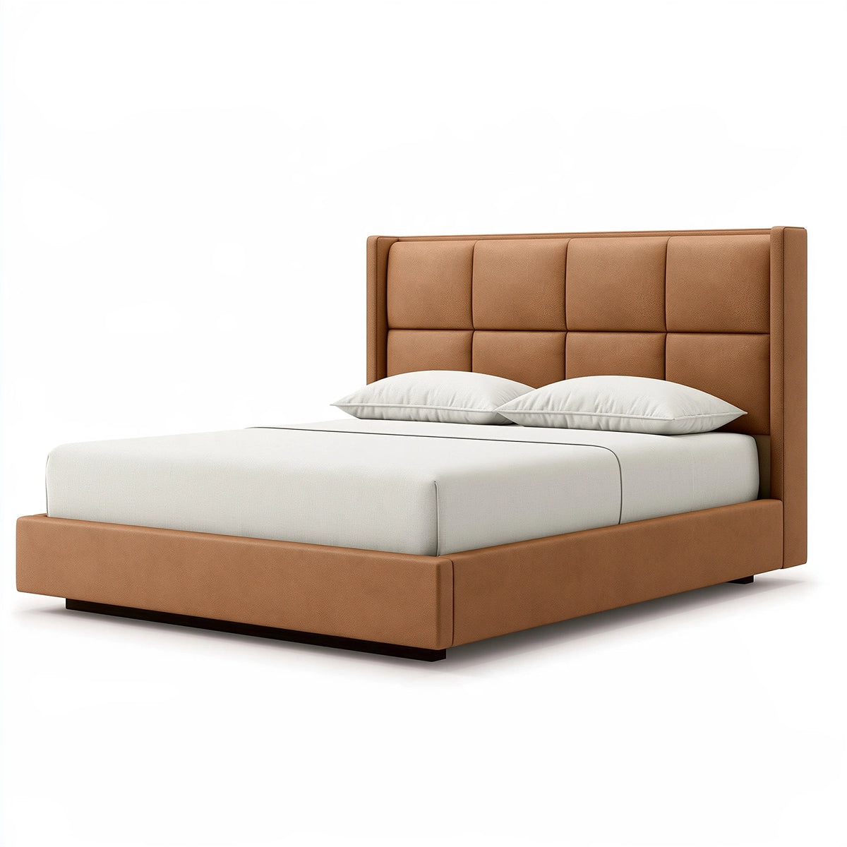 Letto matrimoniale 160 x 200 cm in similpelle marrone - struttura imbottita moderna
