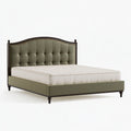 Letto matrimoniale 160 x 200 cm in tessuto verde oliva con testiera capitonné classica
