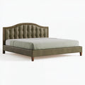 Letto matrimoniale 160 x 200 cm in velluto verde oliva - testiera imbottita capitonné stile classico