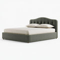 Letto matrimoniale 160 x 200 cm in velluto verde oliva - testiera imbottita capitonné
