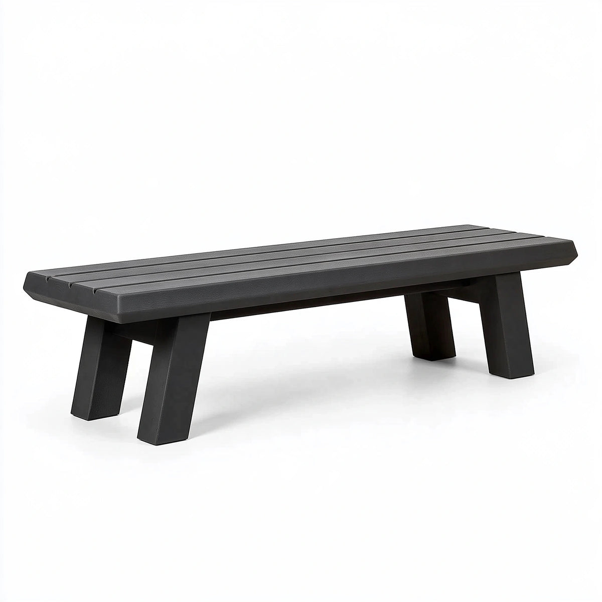 Panca da giardino 150 x 35 x 45 cm in materiale sintetico nero - design a doghe