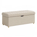 Panca contenitore 120 x 45 x 48 cm in tessuto beige - seduta imbottita a coste