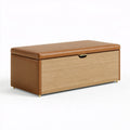 Panca contenitore 100 x 40 x 48 cm marrone in legno e rivestimento effetto pelle - stile moderno