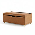 Panca contenitore 100 x 45 x 50 cm in legno marrone con seduta imbottita stile moderno