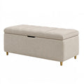 Panca contenitore 120 x 45 x 45 cm in tessuto beige per camera stile moderno
