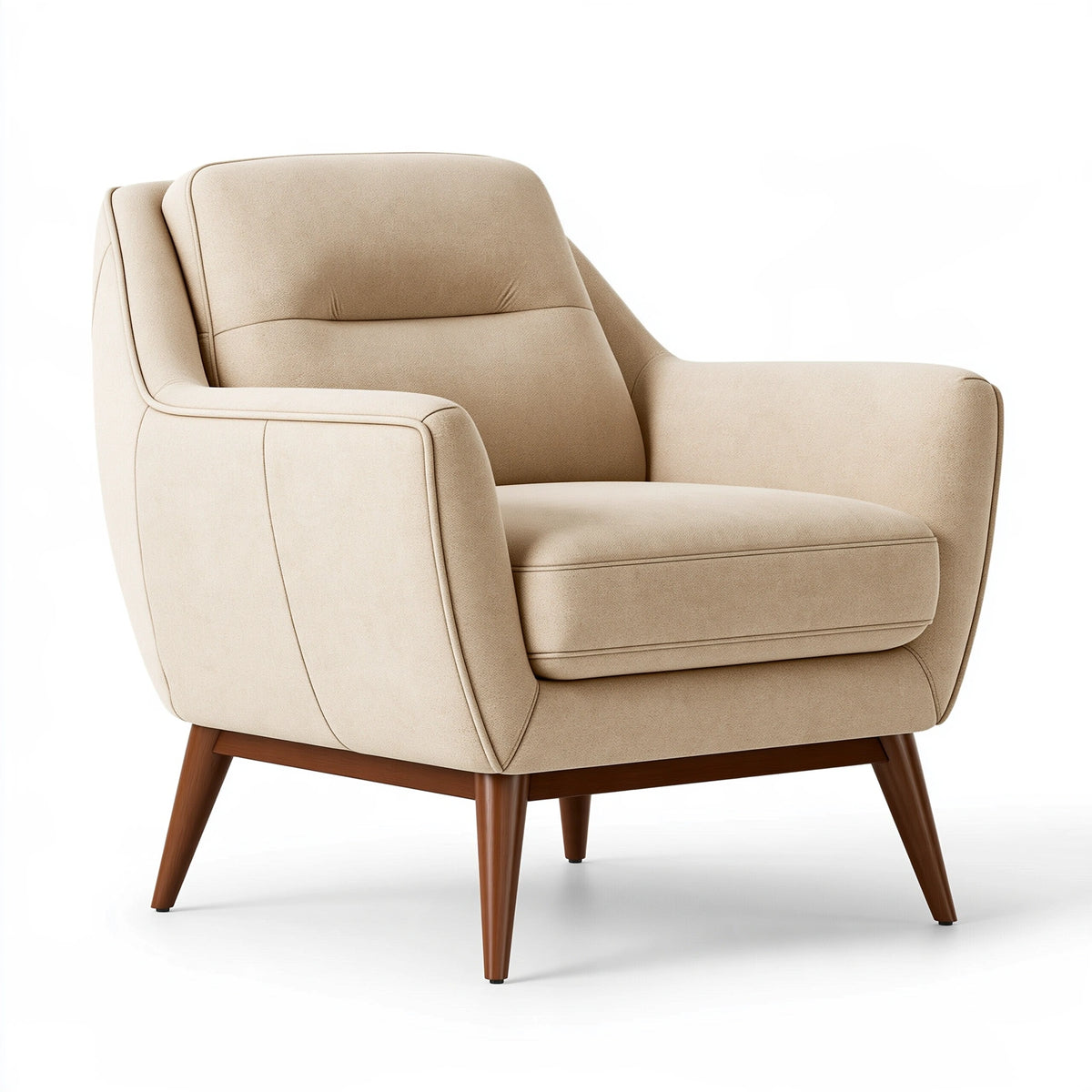 Poltrona 75 x 80 x 95 cm in tessuto beige con gambe in legno - stile moderno per soggiorno