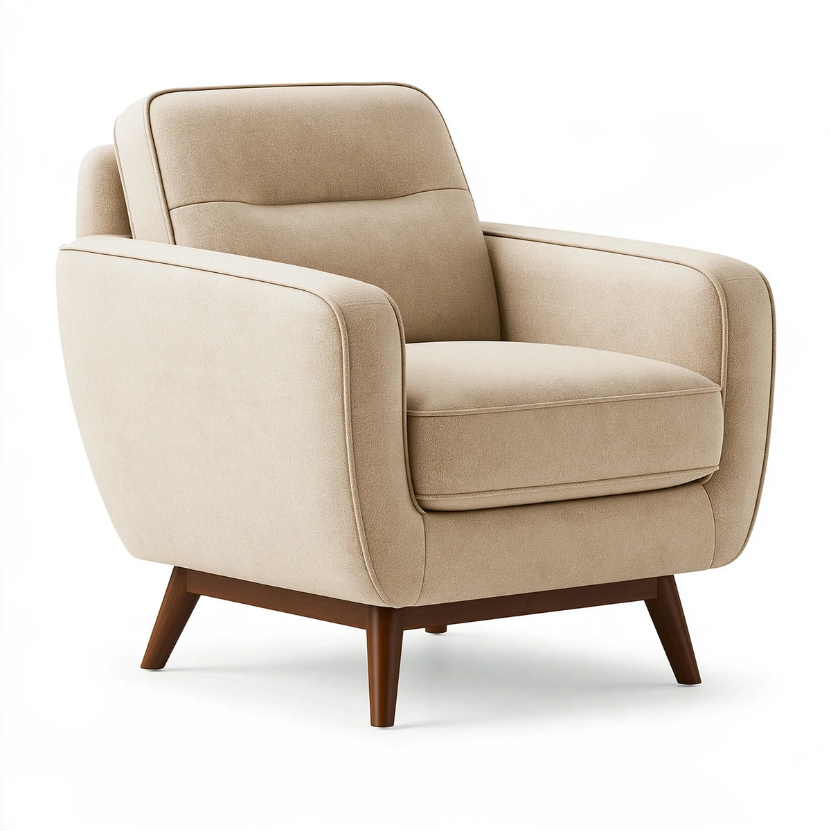 Poltrona 82 x 86 x 92 cm in tessuto beige con gambe in legno - stile moderno