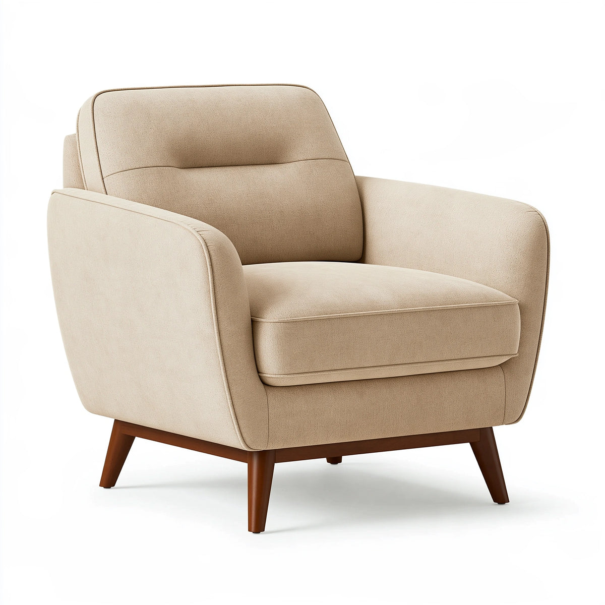 Poltrona 82 x 83 x 86 cm in tessuto beige con gambe in legno - stile moderno