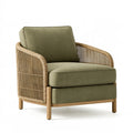 Poltrona 75 x 80 x 85 cm in legno e corda intrecciata verde oliva - stile naturale