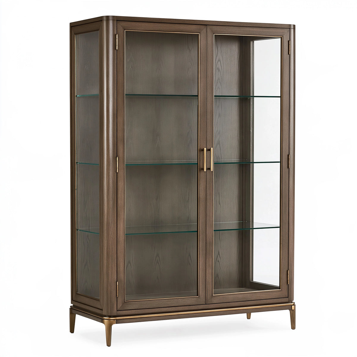 Vetrina 120 x 45 x 190 cm in legno e vetro marrone scuro - contenitore classico con ante