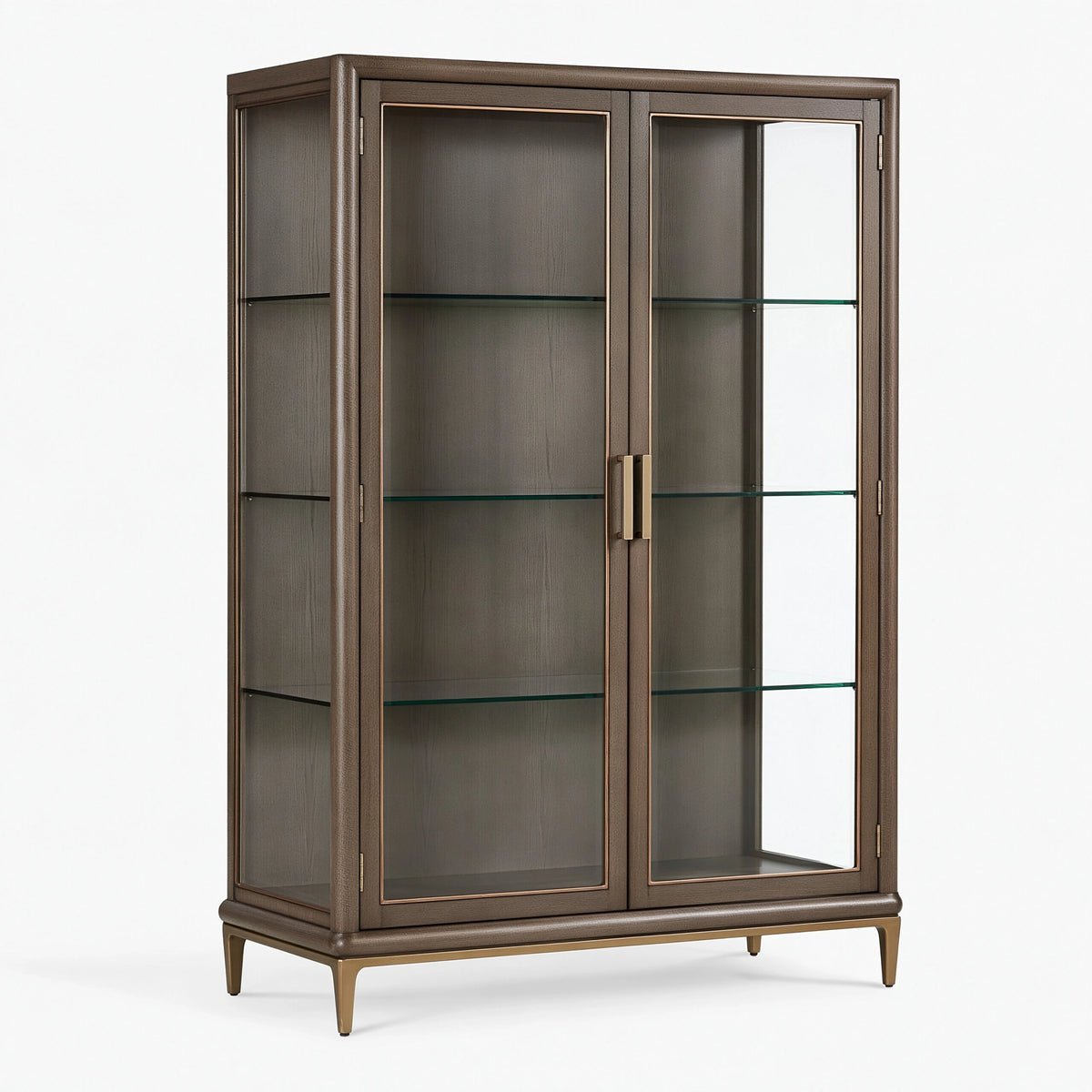 Vetrina 100 x 45 x 180 cm in legno marrone con vetro - mobile espositivo moderno