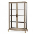 Vetrina 100 x 45 x 200 cm in legno e vetro beige con ante - stile classico